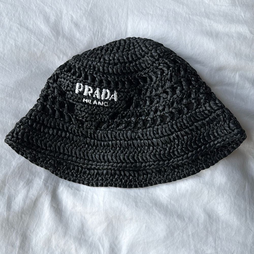 Prada Black Crochet Hat